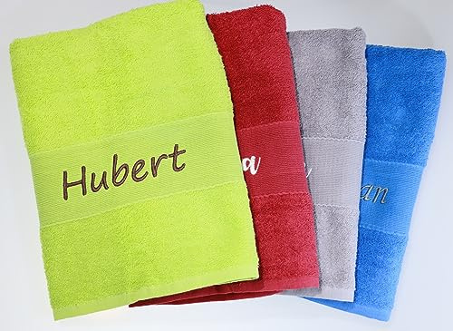 BotoHome Personalisiertes Handtuch Grün 70x140 cm 100% Baumwolle mit Name Bestickt Oeko-TEX Qualität 500 g/m² Geschenkidee für jeden Anlass (Grün, 70 x 140 cm)
