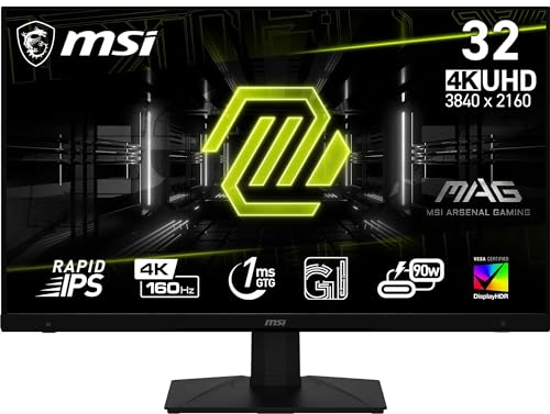 MSI MAG 322UPF 32 Zoll 4K Gaming Monitor - UHD 3840x2160, Rapid IPS, 160 Hz, 1 ms, 16:9, HDR 400, Adaptive Sync, schwarz