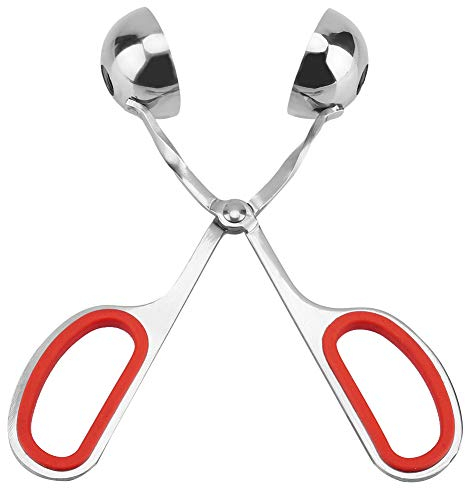 Ballerina di carne, polpettina antiaderente, pinza in acciaio inox per bistecche, cake pop, pinze per il ghiaccio, paletta per l'impasto dei biscotti per la cucina (rosso)