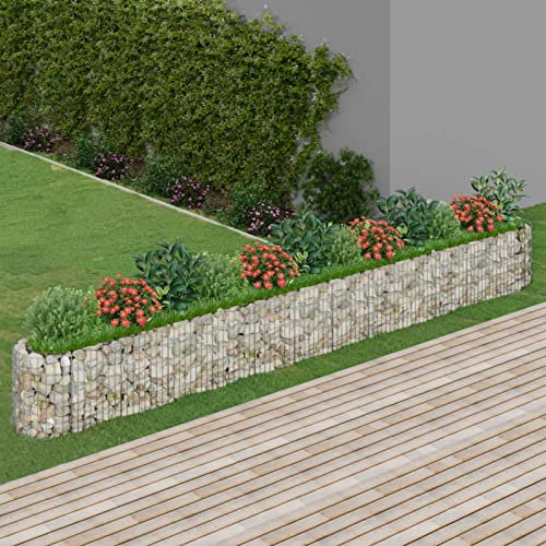 BaraSh Lit surélevé à Gabion Fer galvanisé 470x50x50 cm,Bordure Pierre,Kit Gabion,Gabion Jardiniere