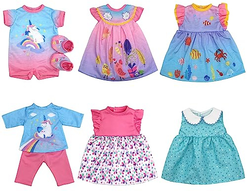 OTMOON Abbigliamento per Bambole da 30-40 cm, Confezione da 6 (nessuna bambola)