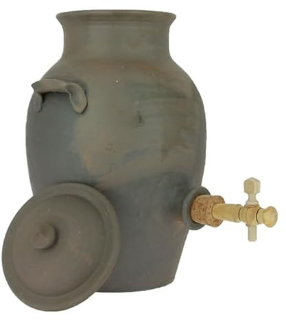 Par Faim de Normandie Vinaigrier en grès blanc 3L poterie artisanale Turgis (Marron)