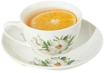 Juego de 2 tazas de té y platillos de flores, taza de café de cerámica y plato de platillo, tazas de estilo europeo vintage, té blanco