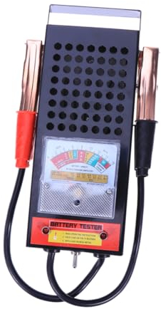 SOLUSTRE Batterietester Für Batterien Mit Belastungstest Zustandsprüfung Und Starterstrommessung Einfache Bedienung Durch Wippschalter Und Supergriffige Batterieklemmen Komplette Diagnose f