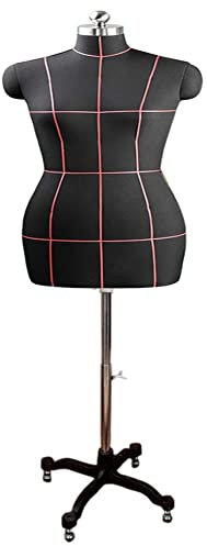 Schneiderpuppen-Schaufensterpuppen-Torso-Schaufensterpuppenständer, Verstellbare Nähpuppe Für Damen In Übergröße, Halbpuppen-Kleiderform Aus Styropor Mit Rädern Für Schneiderinnen Und Damen, Schwarz/