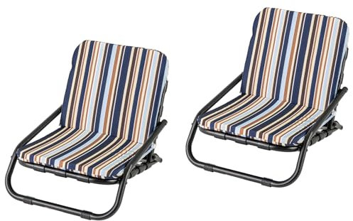 KOMFOTTEU Plage pliante avec coussin doux, lot de 2 chaises longues en aluminium, fauteuil de plage avec pieds antidérapants pour pique-nique, jardin, camping, 67 x 50 x 46 cm, multicolore