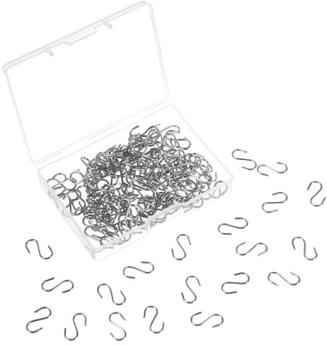 Lusofie 150 Pcs Small S Hooks 1/2 Inch Mini S Hooks for Hanging Stainless Steel S Hook Ornament Hooks Jewelry Key Chain Tag DIY Crafts Hanging(Silver)