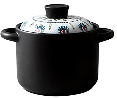 FHPEWXDG Teglia in Ceramica da Cucina, pentola in gres, zuppiera, casseruola con Coperchio, pentola Cinese per zuppa/Argilla/terraglia con Doppio Manico, teglia in Ceramica