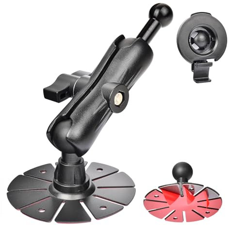 VAUBORTTI GPS-Halterung für Garmin 17 mm Kugelhalterung mit Halterung, kompatibel mit Auto-Armaturenbrett, GPS und Fischfinder, Striker 4, Aluminiumarm, 360° drehbar, Kleber und Schraubmontage