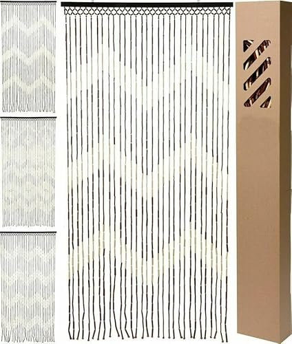 ReTaaj Bamboo Wooden Beaded Door Curtain Summer Room Blind Fly Mosquito Bug Screen Stopper Assorted Design 90x175 cm