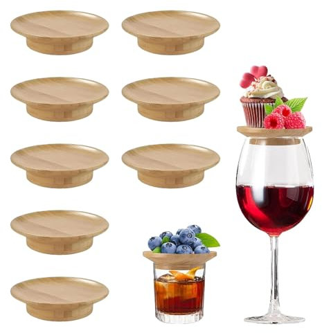 DYUEE Juego de 8 piezas para copas de vino, tapa superior y posavasos, para aperitivos, postres, hogar, restaurantes y fiestas