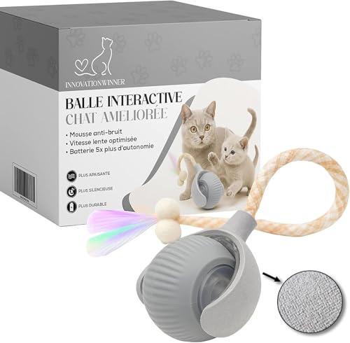 Balle Interactive Chat VERSION AMÉLIORÉE | Jouet Magique Automatique | Jeu D’intérieur Captivant pour Chaton et Chats Adultes | Idéal en Appartement ou Maison grâce a la Boule Interactif