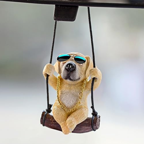 AutoZubehör zum Aufhängen,Auto Anhänger Golden Retriever Swinging Auto-Spiegelaufhängung Car Accessories Rückspiegel Nette Innen Dekoration Hänge Ornament Spiegel Charms Zubehör Lustige Geschenke