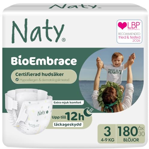 Naty BioEmbrace Blöjor Storlek 3 (4–9kg), 180 stycken