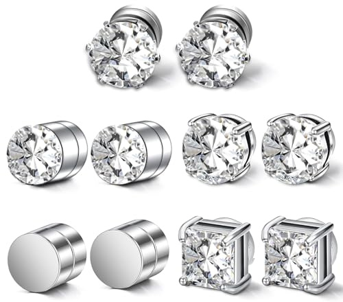 Exbrith 5 Paires Boucle D'Oreille Clip Non Piercing, Clips D'Oreilles Magnétiques À La Mode, Clips D'Oreilles Magnétiques En Zircone, Pince oreilles magnétique, Les Fêtes Et Les Activités Quotidiennes