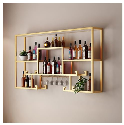 Étagère à vin murale en métal – Étagères flottantes pour le stockage de bouteilles d'alcool, décoration moderne de cuisine et de bar