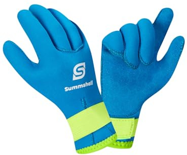 Summshall Guanti da nuoto per bambini in neoprene, 3 mm, termici, antiscivolo, UV50+, mantengono al caldo per immersioni, kayak, snorkeling e sport acquatici