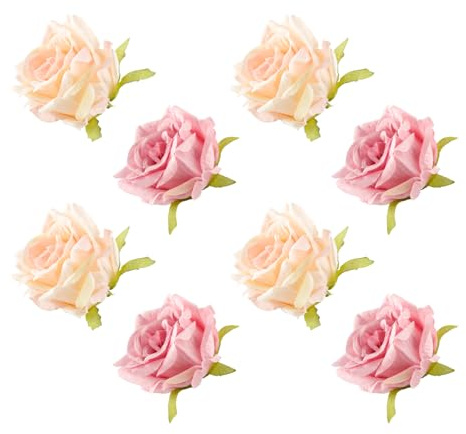 Bojueshaw 8PCS Artificial Rose Cake Toppers,Elegant Flower Cupcake Decorations for Wedding,Valentine's Day,Party,Girls Birthday