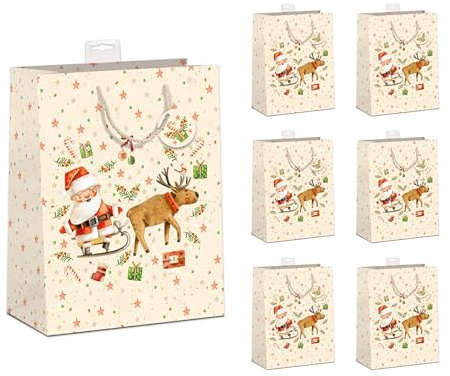 GreenLine Geschenktaschen Weihnachten DIN A5 | Baumfrei aus Zuckerrohrpapier (150g/m²) | Verstärkter Rand & Stabiler Boden | Weihnachtstüten Geschenktüten Weihnachten (18x23x10cm), 6er Set