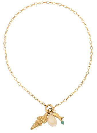 Guld Strand Halsband, Läckert Strandberlock med Snäckskal och Fiskhänge Vattentätt Sommar Bohemiskt Smycke för Kvinnor Present