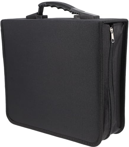 Hohopeti Borsa Porta CD Dvd Oxford Nero Capacità 240 Pezzi, Custodia Porta Dvd Portatile Maniglia per Trasporto, Organizer per Collezionisti di Musica, Film e Videogiochi