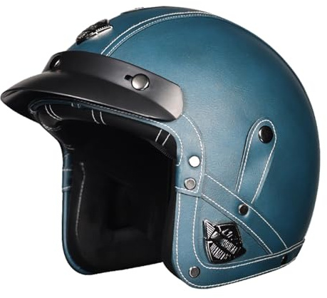 Aperto Casco Moto Jet Caschi 3/4 Scooter Mezzo Casco Moto Demi-Jet Omologato ECEDOT Caschi Cromwell Scooter Elmetto Pelle Casco Moto Scodella Leggero Adulti Uomini Donne E,M:57-58CM