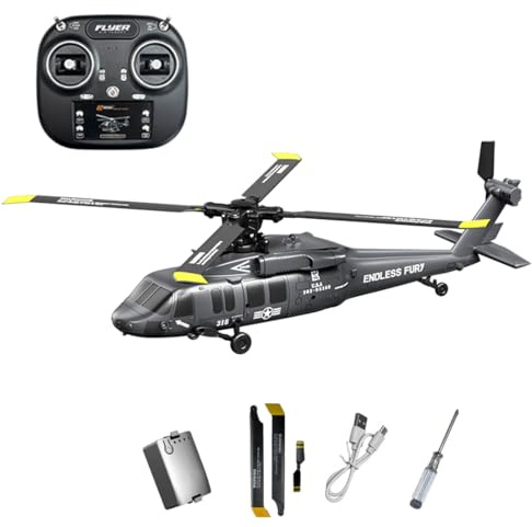 K200 UH-60 BlackHawkk RC-Hubschrauber mit 6-Achsen-Gyroskop und Ein-Tasten-Rückwärtsflug, 2,4-GHz-6-Kanal-Fernsteuerung mit Höhenhaltung und optischer Flusspositionierung für Erwachsene – RTF