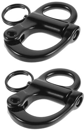 MUELODSIC 2 Piezas Grilletes de Resorte Giratorios de Acero Inoxidable 52 Mm Negros, 2 Unidades, Sujetadores de Navegación Resistentes para Aparejos Marinos y Hardware Náutico de Vela