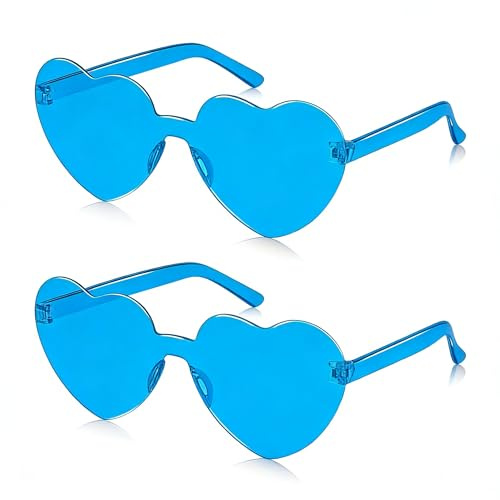 SelfTek 2 Pezzi Occhialis a Forma Di Cuore, Occhiali a Cuore Retrò, Occhiali Da Festa per Foto Di Feste in Spiaggia Di Compleanno Di Matrimonio Carnevale(Blu) | 10 pezzi/2 pezzi, occhiali hippie a forma di cuore per adulti, divertenti occhiali da festa per oggetti di scena fotografici