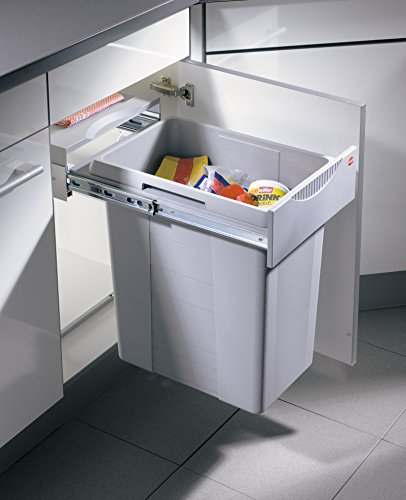Hailo Abfallsammler 3668401 | Easy-Cargo Solo Müllbehälter | großer 40L Einbau-Mülleimer für die Küche | Abfalleimer für 40 cm Unterschrankbreite | Mülltrennungssystem, Kunststoff Hellgrau