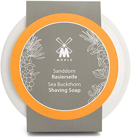 MÜHLE Rasierseifenset - Porzellanschale, Sanddorn Rasierseife, alle Hauttypen - fruchtig & frisch - 65g