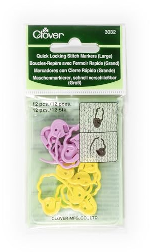 CLOVER CL3032 Schnellverschluss Maschenmarkierer (groß), Plastische, Mehrfarbig, 13 x 6.5 x 0.5 cm