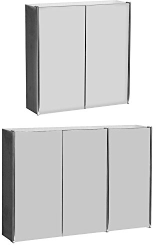 Bath Vida Tiano Bathroom Cabinet Triple Mirror Wall Mounted Stainless Steel Modern Storage Cupboard Unit