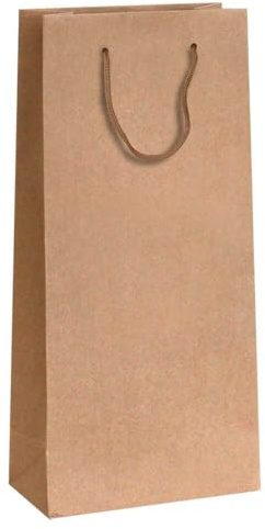 Flaschentaschen für 2 0,75 l / 1 l Flaschen, Kraftpapier, natur, 18+9x39cm, 10 Stück