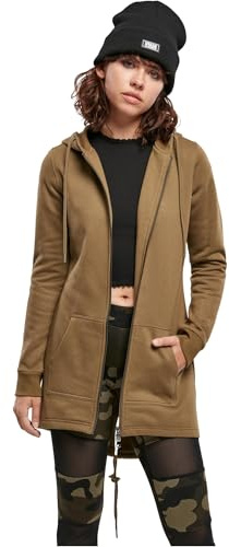 URBAN CLASSICS Ladies Sweat Parka, chaqueta larga con capucha, sudadera con cremallera, apertura delantera, distintos colores, tallas XS - 5XL