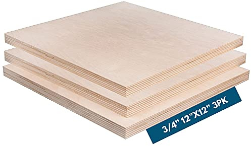 Baltic Birch Plywood B/BB Grade (3/4 x 12 x 12) Perfect for Arts, Crafts, School & DIY Projects, Drawing, Painting, Wood Engraving & Burning