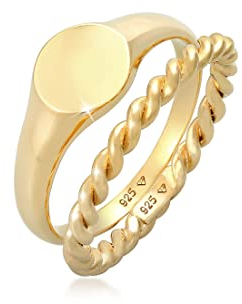 Elli Ring Damen Siegelring Bandring Duo Basic Trend in 925 Sterling Silber