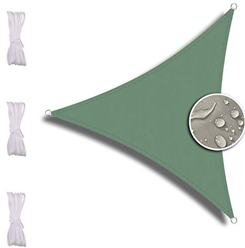 ZQXFZ Voile d'ombrage Triangle 3X4X5m, Voiture,Restaurant,Jardin, Polyester PES Hydrophobe ImperméAble Et RéSistante, Toile Ombrage, Dunkelgrün