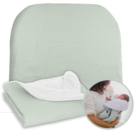 MIMUSELINA Copertina Neonato Invernale in Cotone | Coperta Invernale Neonato 70x90cm Calda e Morbida | Coperta Lettino e Culla Avvolgi Bambino | Ideale per Inverno e Mezze Stagioni | Waffle Mint