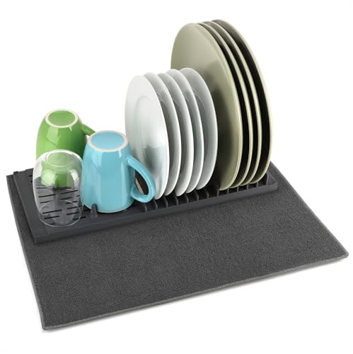 com-four® Abtropfgestell mit Mikrofaserunterlage, Abtropfgitter