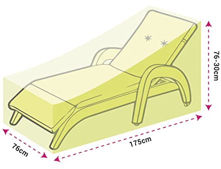 HERSIG - Funda Tumbona Exterior - Fundas Muebles de Jardin Tumbonas 175x76x30 cm - Protección UV, Resistente al Agua y al Polvo - Protección Tumbona para Terraza o Piscina