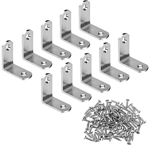 Oumuik 10 Stück Winkelverbinder Edelstahl Winkel Klammern Edelstahl L Rechtwinklige Winkelverbinder 90 Grad mit 20 Schrauben (30 * 30 * 2)