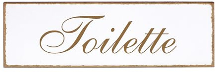 Toilette Deko Schild Türschild Holz - 150mm x 50mm - selbstklebend mit Gravur Aufkleber Tür Türschilder Dekoration Türaufkleber