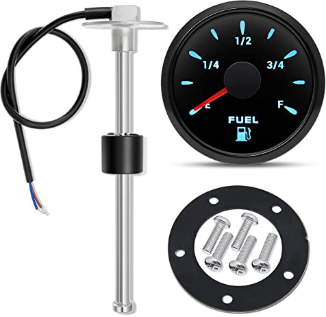 Indicador de nivel de combustible con sensor de nivel de combustible, 0 – 190 ohmios, 7 luces de fondo, universal, indicador de nivel de combustible, con sensor de nivel de agua, sensor de combustible