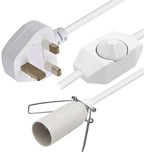 sphires Salt Lamp Replacement Electric Cable with Dimmer Switch - Easy-to-Install Cord for Himalayan Salt Lamps – 1.8M/6ft Length, CE Certified with UK 3-pin Plug