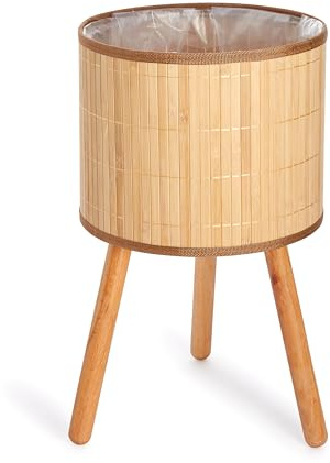 Paco Home Blumentopf Übertopf Natur Rattan Set mit Folieneinsatz Pflanzentopf Auslaufsicher Groß für Zimmerpflanzen, Farbe:Natur, Sets:2pcs Set/Design 4