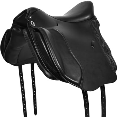 A&M Reitsport Wanderreit Sattel 1126 aus Leder, Schwarz, wechselbares Kopfeisen, Größe:17.5 Zoll