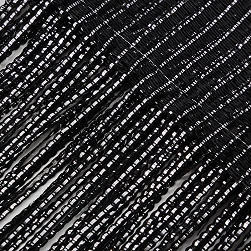 MRTREES Tenda Antimosche per Porta Esterna, Tenda a Fili per Esterno Moschiera, Nero Glitterata, 90x200cm, Tende Zanzariere per Porta Finestra Pareti Divisorie per Interni