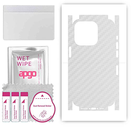 apgo Rückseite + Seiten Schutzfolie, Skin, kompatibel mit Apple iPhone 14 Pro, Hinten Displayschutzfolie aus Vinylfolie, Kratzfest, einfache Montage - Transparenter Kohlenstoff