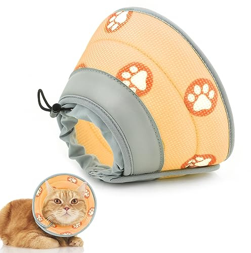 Supet Halsband katt, justerbart halsband katthalsband, återställande krage, mjuk krage kon efter operation och skador för valpar, hundar och katter (orange, S)